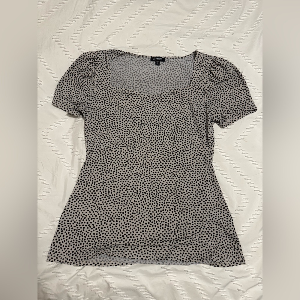 Express Black and Cream Dotted Blouse